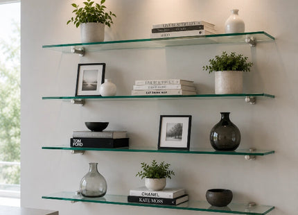 Custom tempered glass shelving